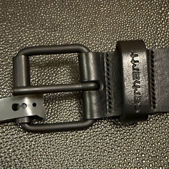 Carhartt work in progress Black Leather Men's Belt size medium 90cm - Picture 3 of 10